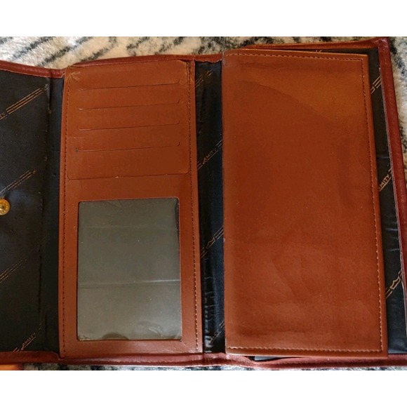 Vintage Amity Zipper Clutch Cowhide Soft Leather Wallet Burgundy Card Holder - Picture 4 of 8